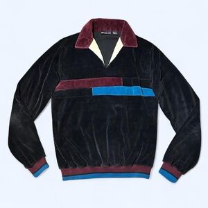 80s Grunge Black Velour Sweater by Himalaya!